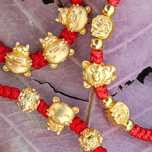 TEMICO Adjustable Handmade Red String Rope Bracelet for Women Zodiac Animal Lucky Tiger Charm Bracelets New Year Birthday Amulet Gift