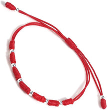 Load image into Gallery viewer, Powerful 7 Knots String Bracelet with 8 Sterling Silver 925 Beads for Protection, Evil Eye and Good Luck,Thread/Amulet for prosperity and success. Talisman for Womens, Mens.