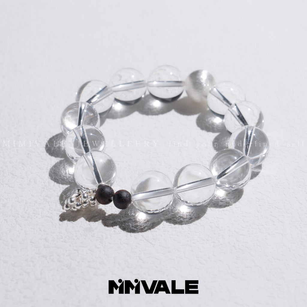Secret Valley · [Empty Mountain Ashes] Original Design Bright Silver Brushed Cat Eye White Crystal Reduced True Fragrance Hand String MMSG8202 · 16.5