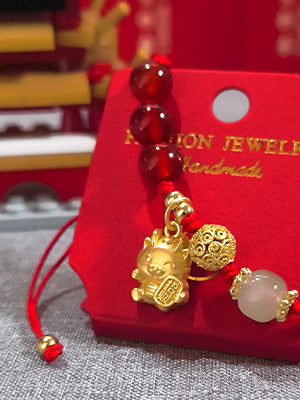 Eymi Adjustable Red String Bracelets Chinese Zodiac Animal Sign 2024 New Year Lucky Dragon Charm Bracelet for Women