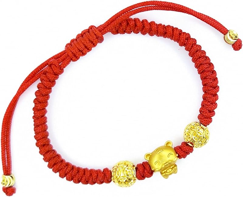 TEMICO Adjustable Handmade Red String Rope Bracelet for Women Zodiac Animal Lucky Tiger Charm Bracelets New Year Birthday Amulet Gift