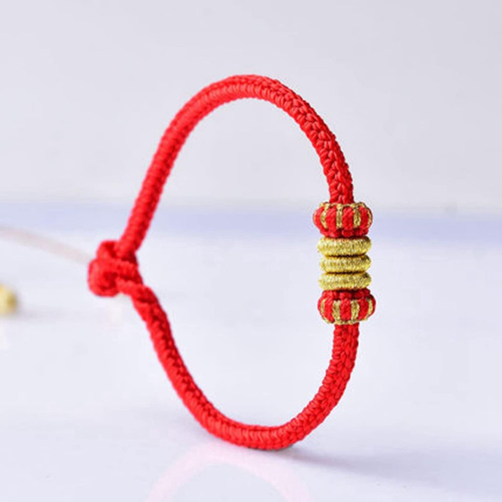 Fashion Women Men Handmade Golden Wire and Red Rope Braided Chinese Lantern Shape Braided Couple Bracelets Lucky Red String Feng Shui Bracelet Distance Friendship Love Jewelry Gifts