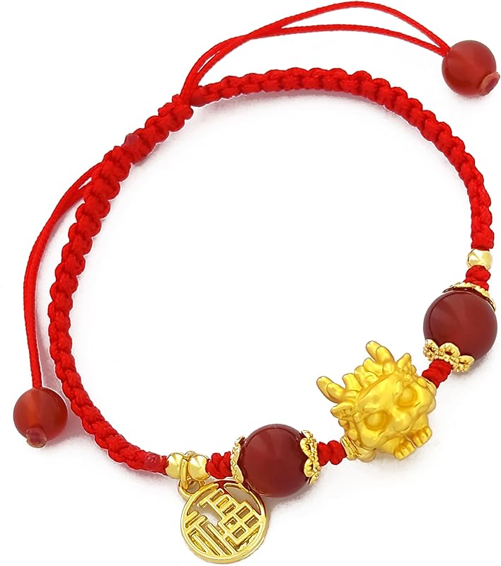 Eymi Adjustable Red String Bracelets Chinese Zodiac Animal Sign 2024 New Year Lucky Dragon Charm Bracelet for Women